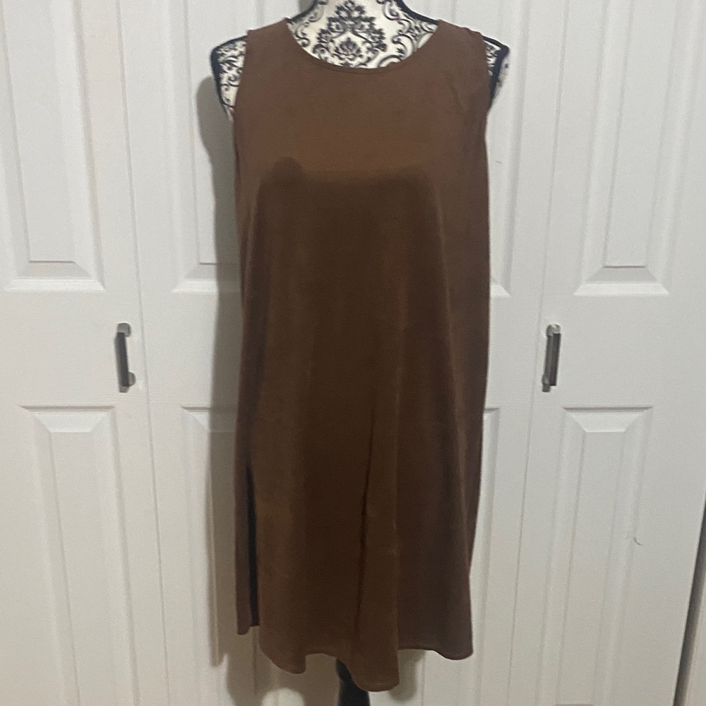 Elegant Brown Sleeveless Dressfaux side wrangler irregular M